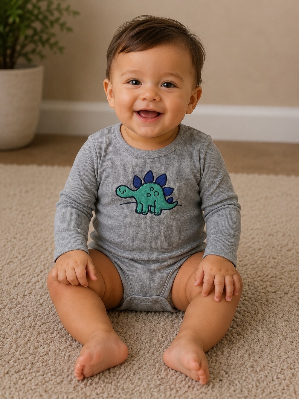 jumping beans Gray Baby Tee with Blue Stitching and Lime Bean Logo